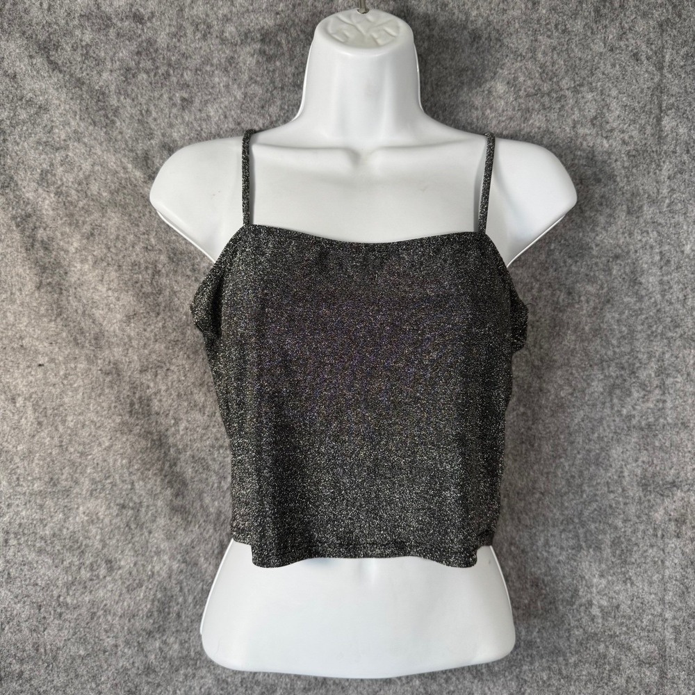 Y2K MadRag Glitter Slinky Spaghetti Strap Crop Top Party Clubwear Sexy Size M